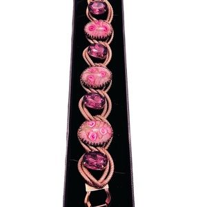 Vintage Kafin Amethyst and Ventian Glass Bracelet